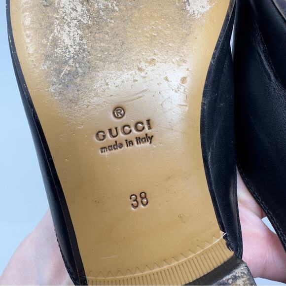 Gucci Princetown Black Leather Horsebit Mules Loafers Size 38 - Picture 10 of 12